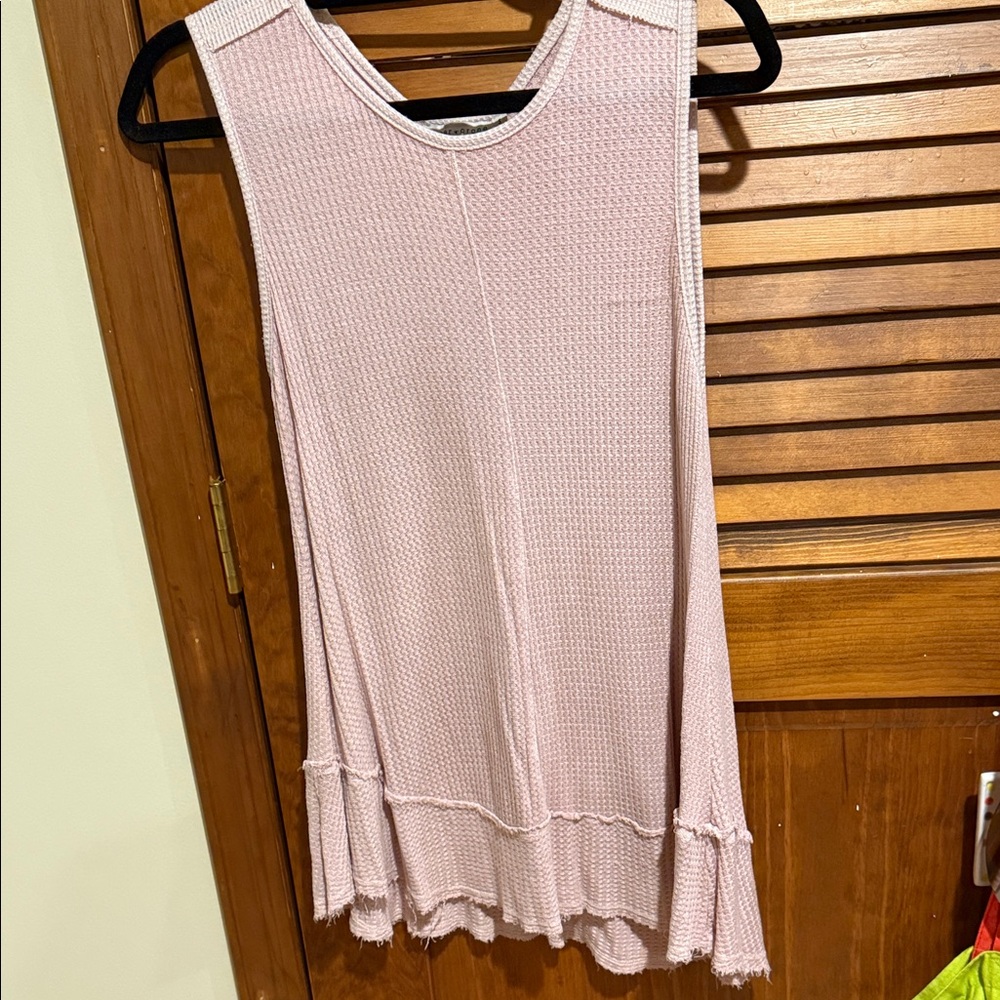 Paper Crane Blush Pink Waffle Knit Swing Tank